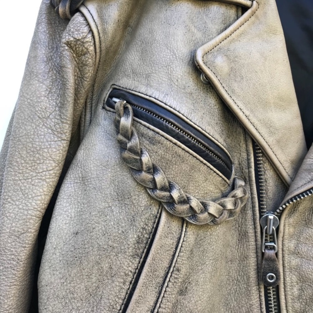 Vintage Distressed Leather Motorcycle Moto Jacket - Picture 3 of 7